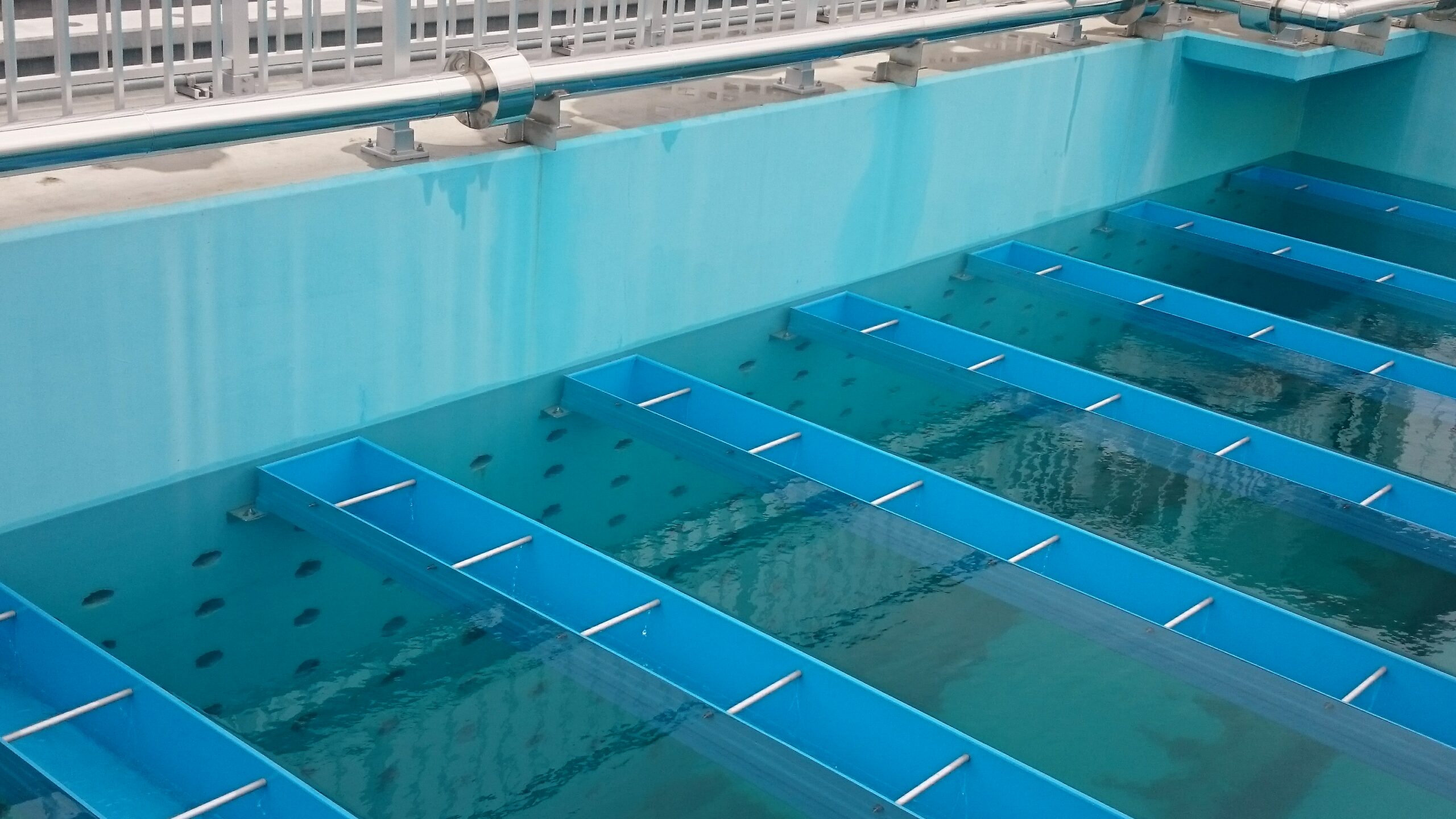 集水トラフ、FRPパイプ、ダクト、現地工事